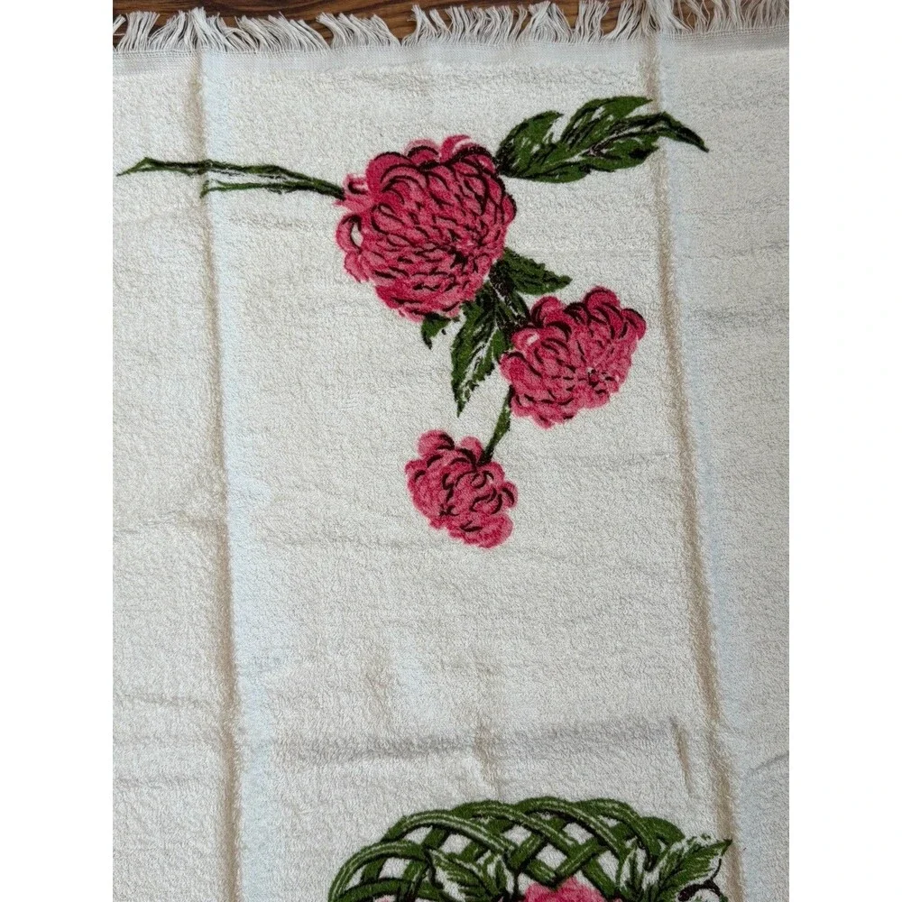 Vintage California Hand Prints Jet Dry Terry Hand Towel NEW Pink Peony